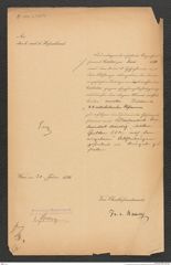 k.k. naturhistorisches Hofmuseum, Intendanzakten 1885-1896 (Hauer), Aktenzahl Z.383.a/1890, Seite 1